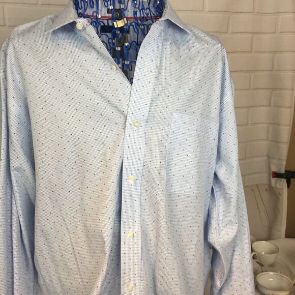 Tommy Hilfiger Other - Mens Tommy Hilfiger Blue H-Print Preppy Dress Shirt 17.5 L Collared Button
